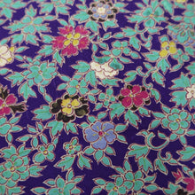 Load image into Gallery viewer, KK1196B4 Silk Kimono Fabric Vintage(1920-1950) Flower Rinzu Purple 55.5x13.4in(141x34cm)
