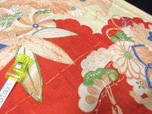 Load image into Gallery viewer, ACH#747 Silk Kimono Fabric Vintage 1930s Crane Flower 49.2x25.6in(125x65cm)
