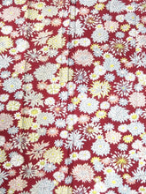 Load image into Gallery viewer, MKF#214 Silk Kimono Fabric Vintage(1950-1980) Chrysanthemum Wine red 52.0x11.8in(132x30cm)

