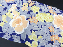 Load image into Gallery viewer, FF2500B Silk Kimono Fabric Vintage(1920-1950) Rose Navy 37.4x11.8in(95x30cm)
