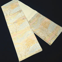 Load image into Gallery viewer, Fukuro Obi Vintage(1950-1980) Gold Zen Temple Landscape Silk BB252V4
