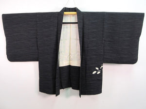 Haori Jacket Vintage(1950-1980) Black Spreading Leaves with Shibori #113