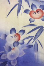 Load image into Gallery viewer, Haori Jacket Vintage(1920-1950) Blue Pale Yellow Tachibana Silk #8324C3
