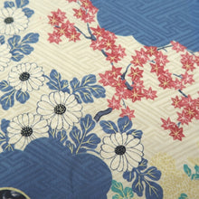 Load image into Gallery viewer, KK1333B6 Silk Kimono Fabric Vintage(1920-1950) Sayagata Branch Blue 57.5x11.8in(146x30cm)
