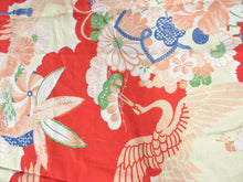 Load image into Gallery viewer, ACH#747 Silk Kimono Fabric Vintage 1930s Crane Flower 49.2x25.6in(125x65cm)
