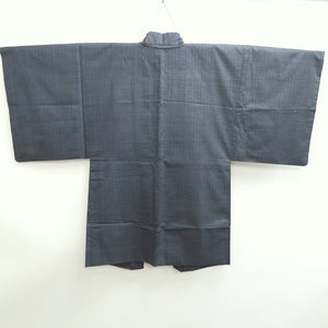 Men's Haori Vintage(1950-1980) Blue Black Bamboo Sparrow Silk #9385G1