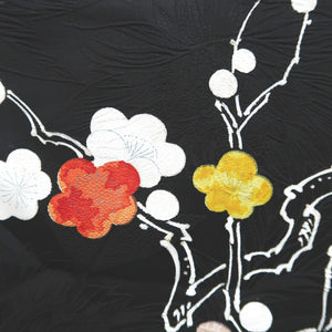 Haori Jacket Vintage(1950-1980) Black Embroidery Ume Branch Silk #9592H4