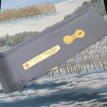 Load image into Gallery viewer, Fukuro Obi Vintage(1950-1980) Light Blue Minoru Sakuragi Winter Landscape Silk BB223V3
