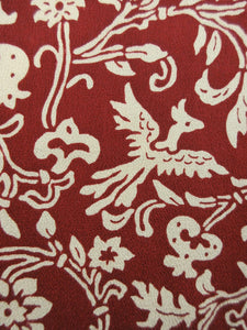 Haori Jacket Vintage(1950-1980) Wine red Birds Karahana Rinzu Silk #7864L4