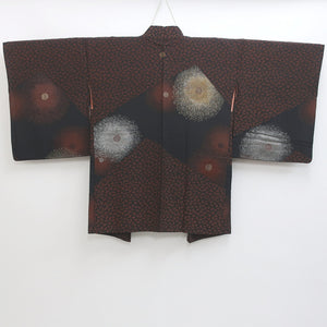 Haori Jacket Vintage(1950-1980) Black Chrysanthemum Silk #9110D3