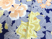 Load image into Gallery viewer, FF2500B Silk Kimono Fabric Vintage(1920-1950) Rose Navy 37.4x11.8in(95x30cm)
