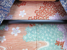 Load image into Gallery viewer, Haori Jacket Vintage(1920-1950) Black Plum blossom Meisen Long Silk #8054N4
