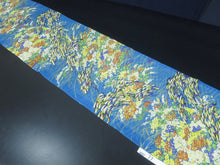 Load image into Gallery viewer, MBFd#77B Silk Kimono Fabric Vintage(1920-1950) Flower Light Blue 56.3x13.0in(143x33cm)
