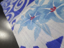 Load image into Gallery viewer, MKF#201 Silk Kimono Fabric Vintage(1920-1950) Meisen Leaf Blue 55.9x13.0in(142x33cm)
