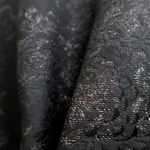 Haori Jacket Vintage(1950-1980) Black Silver Gold Chrysanthemum Silk #9229E3
