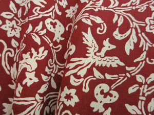 Haori Jacket Vintage(1950-1980) Wine red Birds Karahana Rinzu Silk #7864L4
