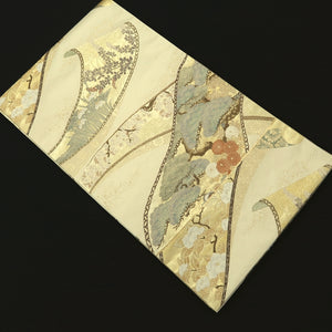 Fukuro Obi Vintage(1950-1980) Gold Emaki Sakura Iris Silk BB224V3