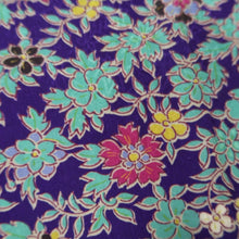 Load image into Gallery viewer, KK1196B4 Silk Kimono Fabric Vintage(1920-1950) Flower Rinzu Purple 55.5x13.4in(141x34cm)
