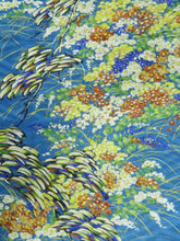 Load image into Gallery viewer, MBFd#77B Silk Kimono Fabric Vintage(1920-1950) Flower Light Blue 56.3x13.0in(143x33cm)
