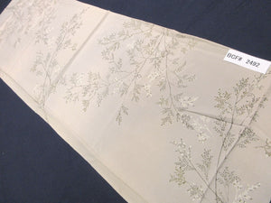 BCF#2492 Silk Kimono Fabric Vintage(1950-1980) Graceful Grasses Beige 90cm (35.4in)