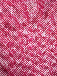 MBFt#69B Silk Kimono Fabric Vintage(1950-1980) Shibori Red 40.2x12.6in(102x32cm)