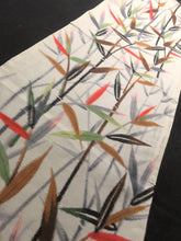 Load image into Gallery viewer, BCF#2866 Silk Kimono Fabric Vintage(1920-1950) Meisen Bamboo Tree Cream White 90cm (35.4in)
