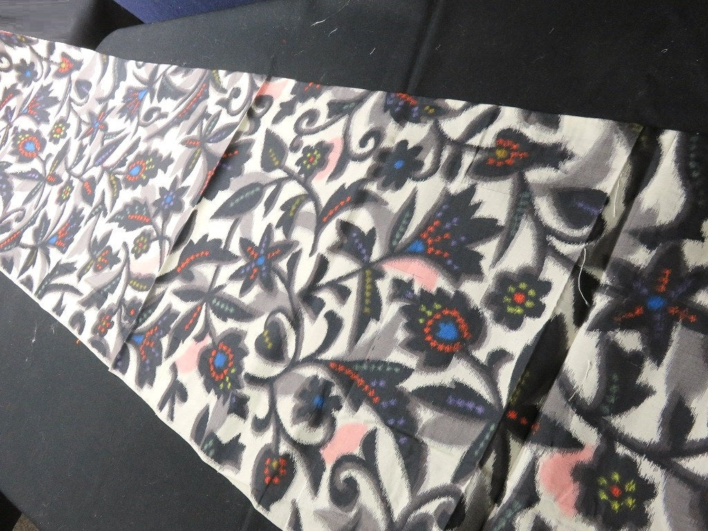 BCF#2810 Silk Kimono Fabric Vintage(1920-1950) Meisen Black 145cm (57.1in)