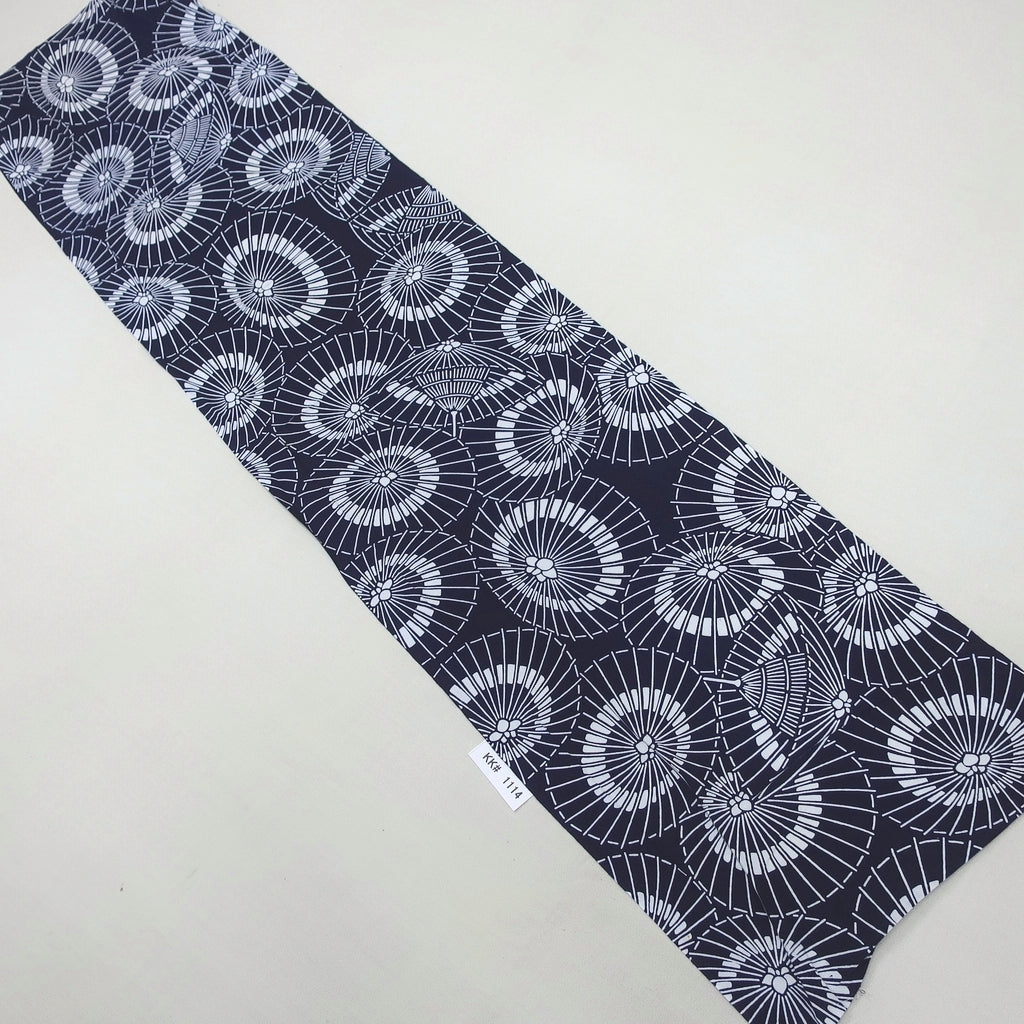 KK1114B3 Cotton Kimono Fabric Vintage(1950-1980) Bangasa Umbrella Navy 57.9x13.0in(147x33cm)