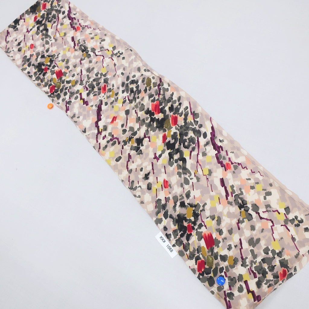 KK1068B2 Silk Kimono Fabric Vintage(1950-1980) Tree Branch Light Pink Red Gray 50.4x11.8in(128x30cm)