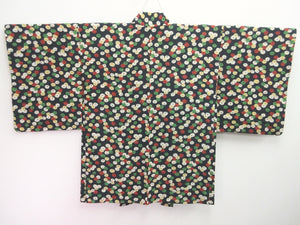Haori Jacket Vintage(1950-1980) Black Chrysanthemum Silk #8092A2