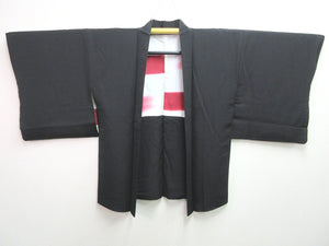 Haori Jacket Vintage(1950-1980) Black Full Embroidery Kiku Waterfall Silk #7612H4