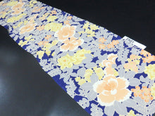 Load image into Gallery viewer, FF2501B Silk Kimono Fabric Vintage(1920-1950) Rose Navy 51.2x11.8in(130x30cm)
