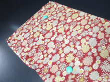 Load image into Gallery viewer, MKF#215 Silk Kimono Fabric Vintage(1950-1980) Chrysanthemum Wine red 40.6x11.8in(103x30cm)
