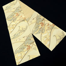 Load image into Gallery viewer, Fukuro Obi Vintage(1950-1980) Gold Emaki Sakura Iris Silk BB224V3

