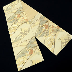 Fukuro Obi Vintage(1950-1980) Gold Emaki Sakura Iris Silk BB224V3