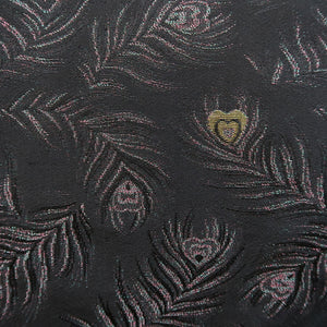 Haori Jacket Vintage(1950-1980) Black Silver Gold Peacock feather Silk #9541H2