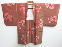 Load image into Gallery viewer, Haori Jacket Vintage(1920-1950) Light Brown Tree Meisen Long Silk #7725K1
