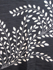Haori Jacket Vintage(1950-1980) Black Spreading Leaves with Shibori #113