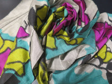Load image into Gallery viewer, MKF#133 Silk Kimono Fabric Vintage(1920-1950) Meisen Flower Gray Green 50.4x13.0in(128x33cm)
