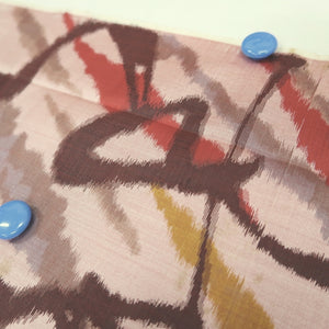 KK1271B5 Silk Kimono Fabric Vintage(1920-1950) Meisen Abstract art Red Brown 57.9x13.0in(147x33cm)