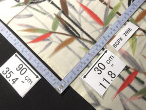 BCF#2866 Silk Kimono Fabric Vintage(1920-1950) Meisen Bamboo Tree Cream White 90cm (35.4in)