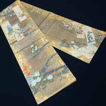 Load image into Gallery viewer, Fukuro Obi Vintage(1950-1980) Gold Irogami Silk BB201V2
