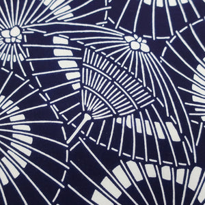 KK1114B3 Cotton Kimono Fabric Vintage(1950-1980) Bangasa Umbrella Navy 57.9x13.0in(147x33cm)
