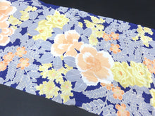 Load image into Gallery viewer, FF2501B Silk Kimono Fabric Vintage(1920-1950) Rose Navy 51.2x11.8in(130x30cm)
