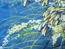 Load image into Gallery viewer, MBFd#77B Silk Kimono Fabric Vintage(1920-1950) Flower Light Blue 56.3x13.0in(143x33cm)
