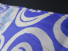 Load image into Gallery viewer, MKF#201 Silk Kimono Fabric Vintage(1920-1950) Meisen Leaf Blue 55.9x13.0in(142x33cm)
