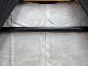 Haori Jacket Vintage(1950-1980) Black Gold Silver Abstract art Silk #7865L4
