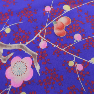 KK1324B6 Silk Kimono Fabric Vintage(1920-1950) Plum blossom Branch Blueish Purple 44.5x11.4in(113x29cm)