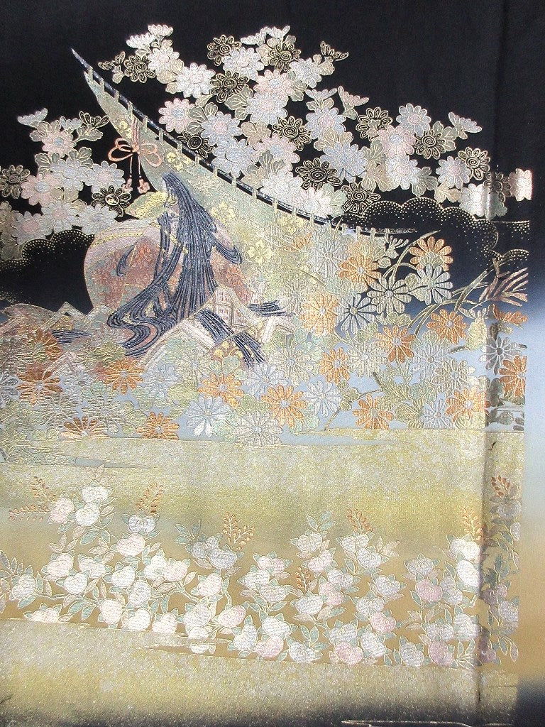 BCF#2936 Silk Tomesode Fabric Heian Princess 45.3x12.6in(115x32cm)