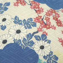 Load image into Gallery viewer, KK1334B6 Silk Kimono Fabric Vintage(1920-1950) Sayagata Branch Blue 49.2x11.8in(125x30cm)
